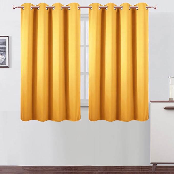 Yellow Thermal Blackout Curtains/52 x 54 Inch/Set of 2 Panels Room Darkening by Lemomo