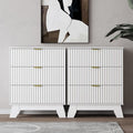 Night Stand Set 2, Bedside Table & End Table, Mid Century Modern Fluted Wood by WODEER