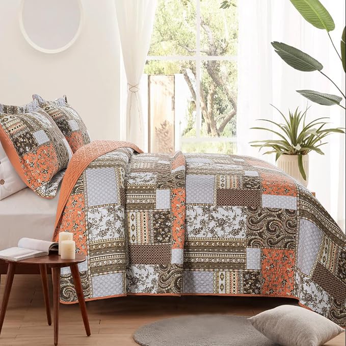 VAPUTAR Quilts Queen Size Fall, 100% Cotton Face Quilted Bedspread Coverlet | - Image 9