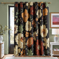 jinchan Black Boho Floral Blackout Curtains W100xL96 Grommet 1 Panel | Room by JINCHAN