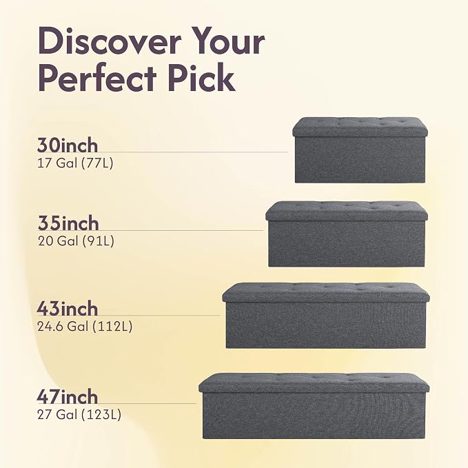 Folding Storage Ottoman Bench, Ottoman Foot Rest, End of Bed Bench, Storage - Image 8