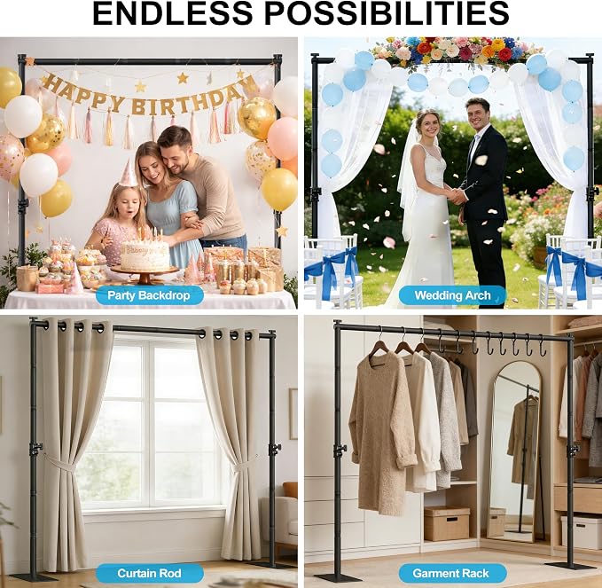AKTOP Room Divider Curtain Rod, No Drill Freestanding Room Separator, Privacy - Image 6