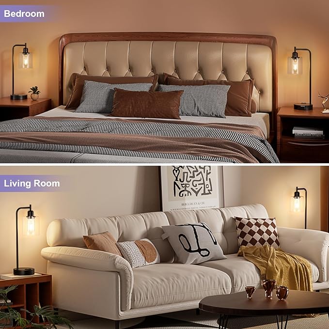 Industrial Touch Lamps for Nightstand Set of 2, 3-Way Dimmable Bedside Lamp | - Image 5
