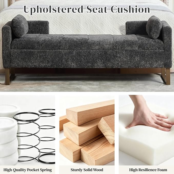 Aoiy & Wifon 63.98" W Storage Ottoman Bench, End of Bed Bench, King Size - Image 5