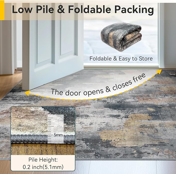 RELEANY Washable 9'x12' Abstract Area Rug - Image 6