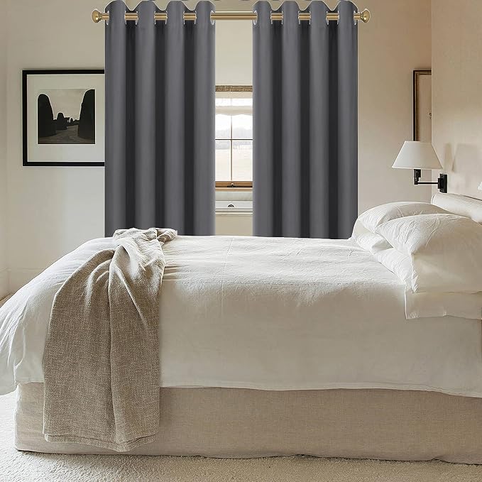 Diraysid Grey Grommet Blackout Curtains - Image 5