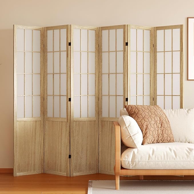 Room Divider, 66.9Inch Tall Japanese Shoji Style Folding Wood Screen by Svimi