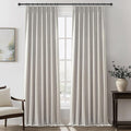 Natural Melange Taupe Blackout Curtains 102 Inch Long Flax Linen Curtain by QJMYDECO
