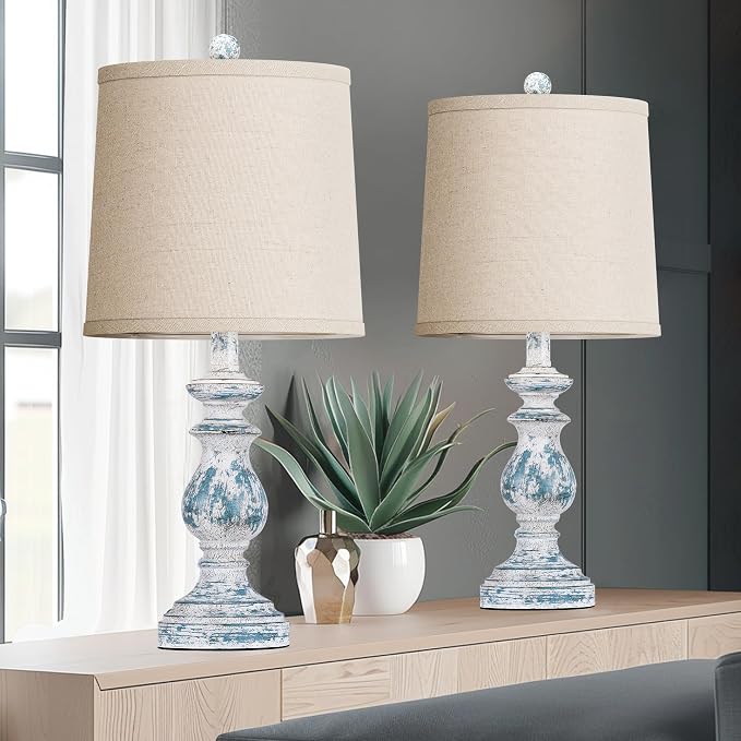 Traditional Table Lamp Set of 2, Rustic Farmhouse Table Lamps - Image 9