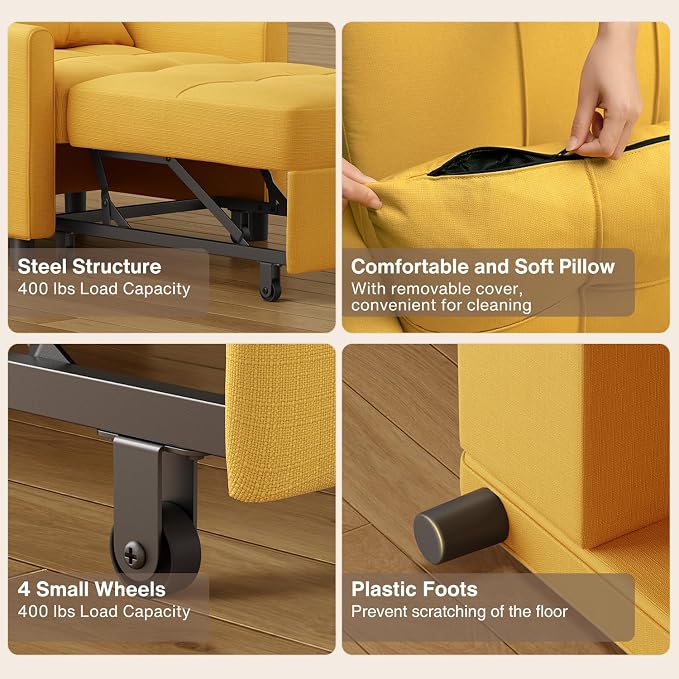 Aiho 3-in-1 Convertible Sleeper Sofa Chair Bed - Image 7