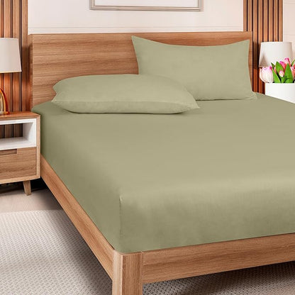 ROYALE LINENS 300 Thread Count 100% Long Staple Combed Cotton Fitted Sheet Full - Super Soft Deep Pocket Bottom Sheet - Fitted Sheets Only - Elastic Sheets (Full, Sage Green)