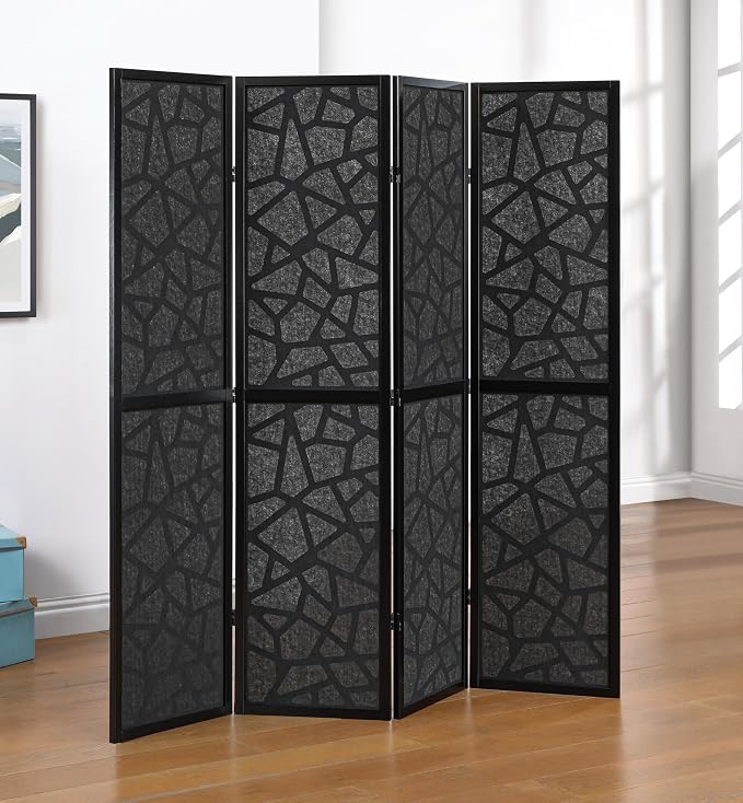 Roundhill Furniture Aurra 4-Panel Wood Room Divider, Folding Portable Partition - Image 2