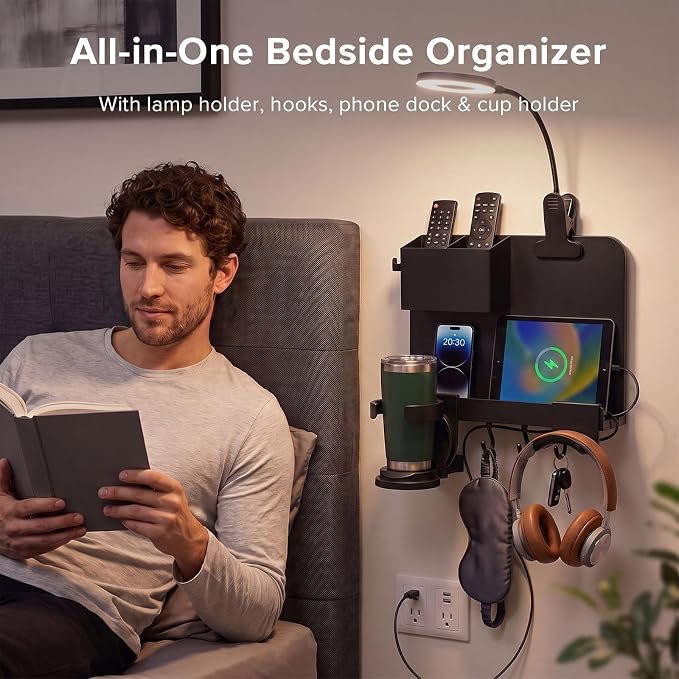 Versatile Bedside Wall Organizer, Floating Bedside Shelves | Ideal - Image 4