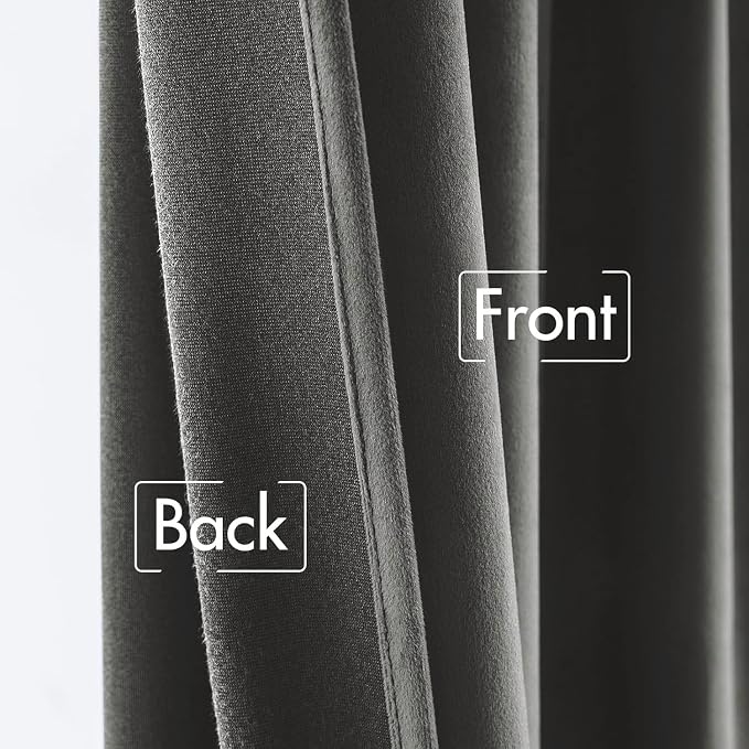 MIULEE Velvet Curtains 52x90 inches 2 Panels Gray Blackout Curtains | Luxury - Image 6
