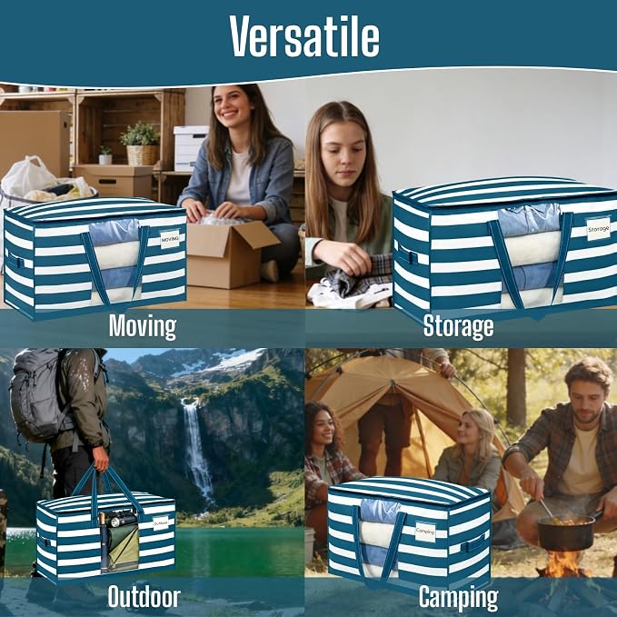 VENO Moving Bags, Wide Open Top, Classic Navy Stripe, 10 Pack | Moving boxes - Image 7
