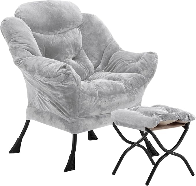 Youtanic Lazy Chair with Folding Ottoman, Accent Chair Plush Upholstered with by Youtanic