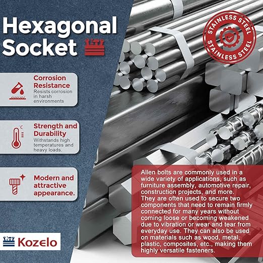Kozelo 4pcs Socket Head Cap Screws - [M4-0.7 x 135mm] 304 Stainless Steel Allen Socket Drive for Electrical Motor 3D Printing Fan Engine Replacement Use, Silver