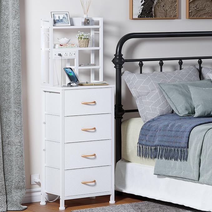 Tall Night Stand, 52.1" LED White Nightstand - Image 2