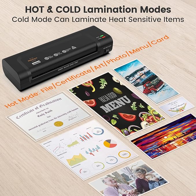 VidaTeco Laminator Machine 9-inch Thermal Cold Laminator with Laminating Sheets 20 pcs,Laminating Machine with 2-Min Faster Preheat,Personal Lamination with Patented Roller for Teacher(Black)