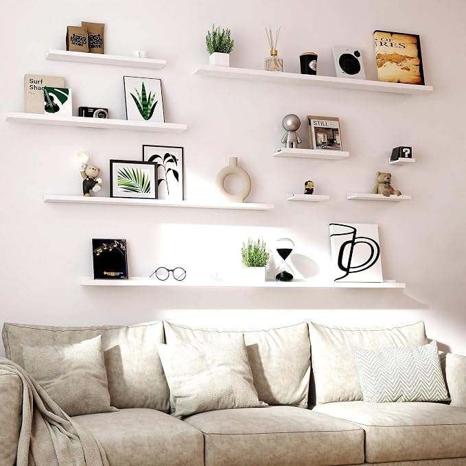 White Floating Shelves for Wall Decor, 71 in Shelf - Image 6