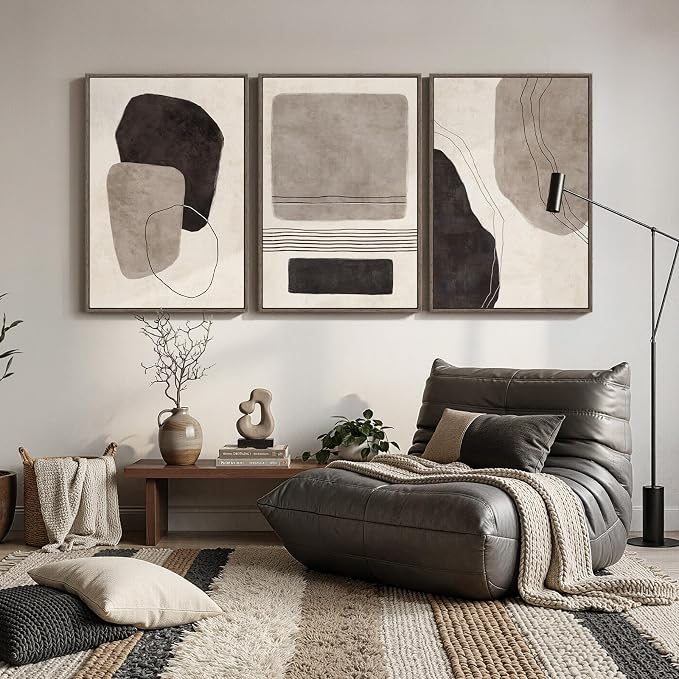 Large Framed Neutral Abstract Wall Art - Image 4