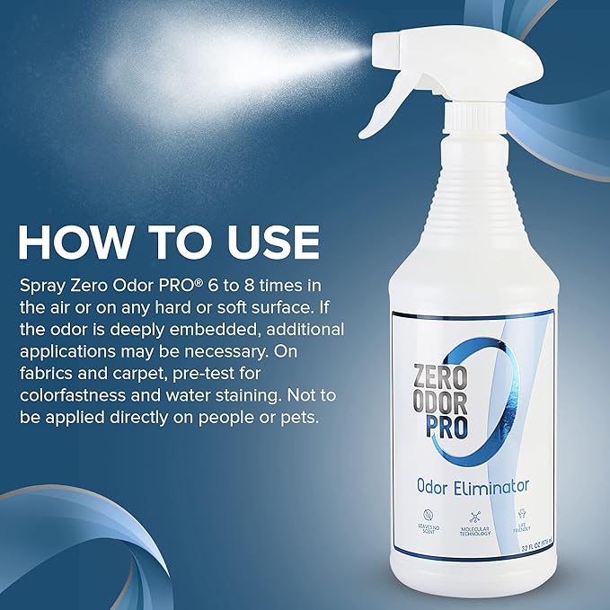 Zero Odor Pro - Commercial Strength Eliminator Odor Neutralizer, Room Deodorizer Odor Eliminator Musty Smell - Strongest Odor Eliminator Trigger Spray, (32-ounce)