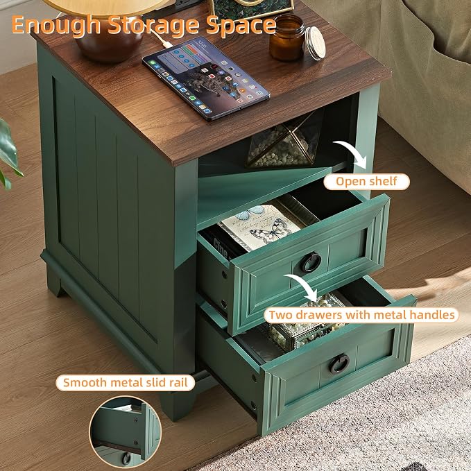Joaxswe 18" Farmhouse Night Stand Set 2 - Image 6
