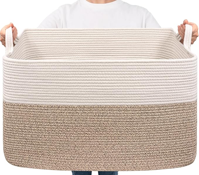 Goodpick 85L Large Woven Rope Blanket Basket, Toys & Clothes, Nursery & Bedroom by Goodpick