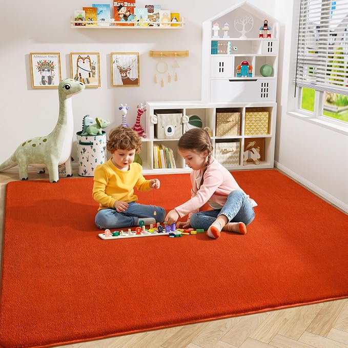 Modern Area Rug for Bedroom Living Room, 5x8 Orange Memory Foam Rug | Thickened - Image 4