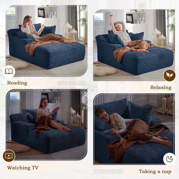 Oversized Chaise Lounge Chair Indoor, Comfy Fluffy Cloud Couch, Modern Deep - Image 5