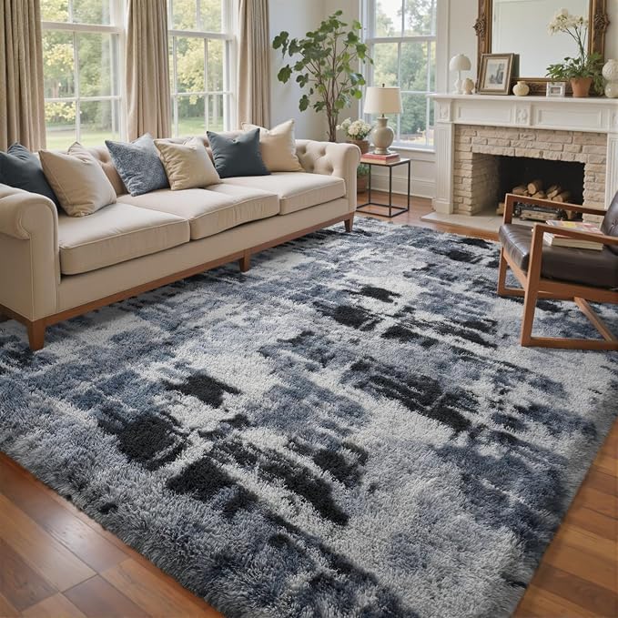 7x10 Ft Extra Large Shag Rugs for Living Room, Tie Dyed Ultra Soft Fluffy Furry by Cuzwlovita