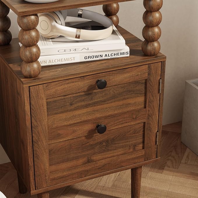 Veegle Nightstand with Charging Station, Modern Bedside Table with Storage - Image 8