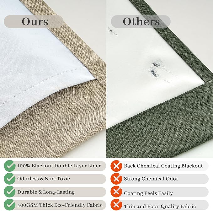 Extra Wide 70 Inch Taupe Pinch Pleat Blackout Curtains 92 Inches Long 2 Panels - Image 5