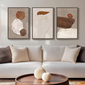 Framed Neutral Abstract Wall Art, 3 Piece Earth Tones Rustic Canvas Prints by Cuspin
