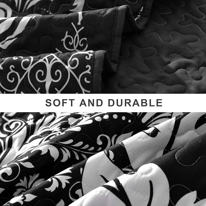DJY Damask Quilt King Size, Boho Lightweight Bedding Set 3 Pcs, Soft - Image 5
