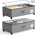 Under Bed Storage Containers with Wheels, 9.5 inches Higher Underbed Shoes Blankets Clothes Toy Storage Drawers for College Dorms Bedrooms Nursery Rooms Organization, 2 Pack to be Assembled