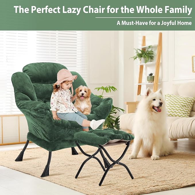Youtanic Lazy Chair with Folding Ottoman, Accent Chair Plush Upholstered with - Image 4