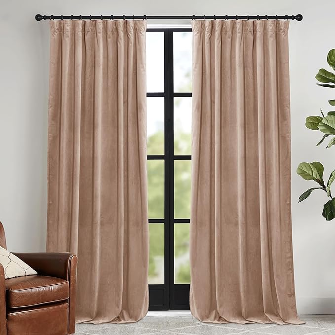 RYB HOME Blush Velvet Curtains 84 inches by RYBHOME
