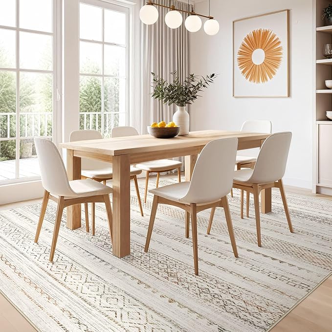 Nakagishi 8x10 Area Rugs Living Room: Washable Boho Large Neutral Soft - Image 7