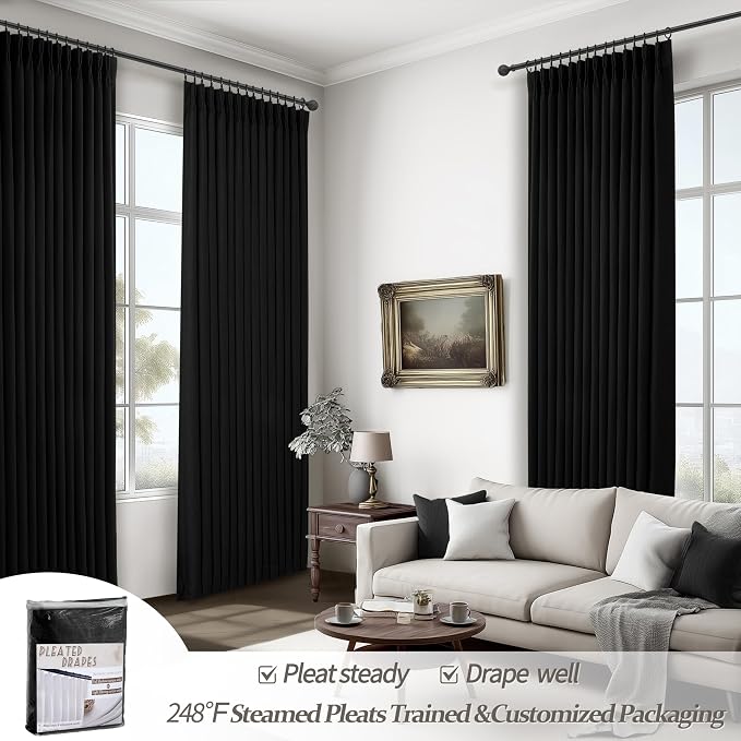 Pleat Linen Blend 100% Blackout Curtains - Image 7