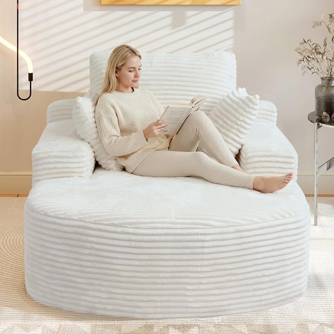 Oversized Lounge Chaise Indoor, D-Shaped Upholstered Corduroy Sofa Bed - Image 8
