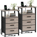 Nightstand Set of 2 with Charging Station, Bedside Table with USB Ports and by Vagusicc