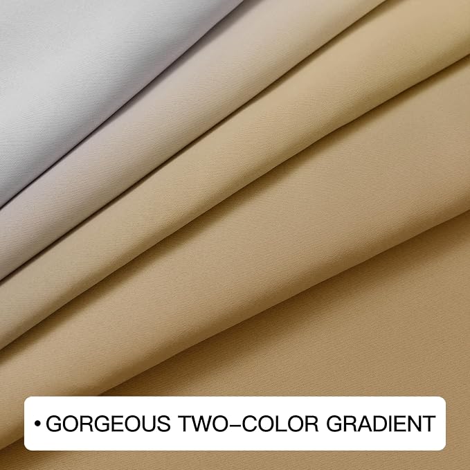 COSVIYA Grommet Blackout Ombre Beige Curtains W52 x L84 Inch | Gradient Light - Image 4