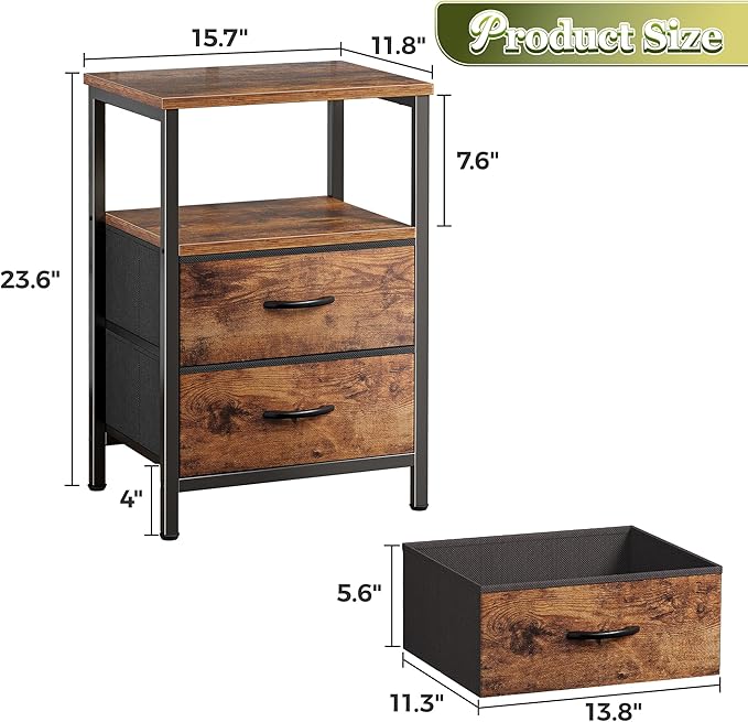 Huuger Night Stand Set of 2, Nightstand - Image 3