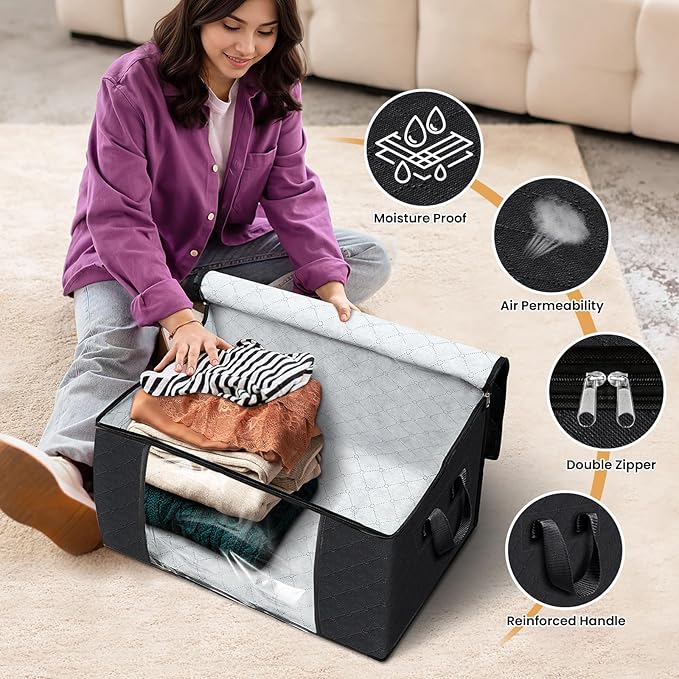 8 Pack Storage Bags for Clothes Blanket Storage Bins - Image 4