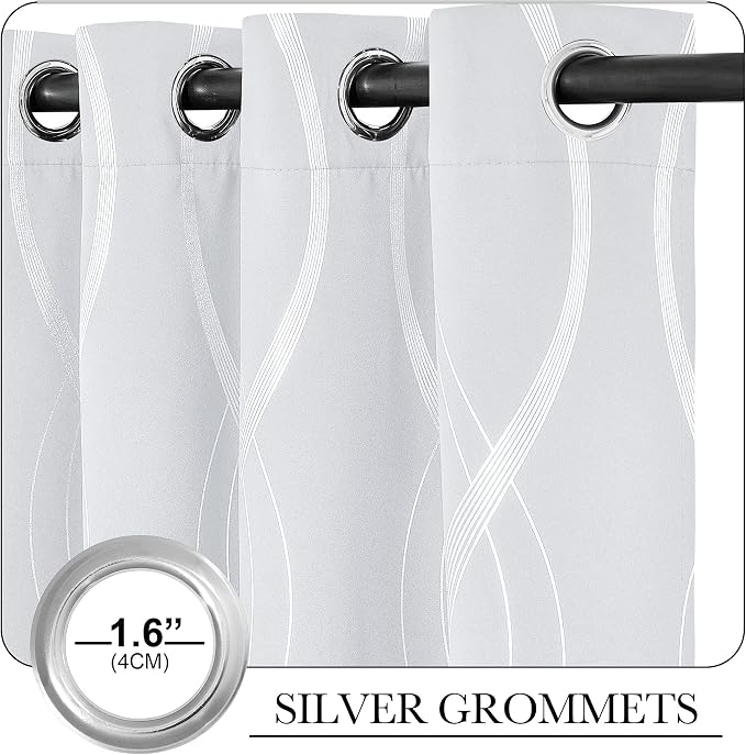 NICETOWN Greyish White Room Darkening Curtains - Image 3