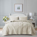 Light Beige Damask Quilt California Cal King Size Bedding Sets by B2EVER