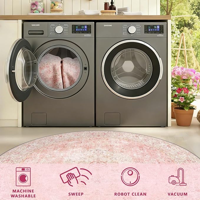 Latte&Fog 4ft Pink Round Area Rug - Image 8