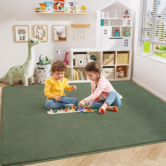 Sage Green Area Rugs for Bedroom Living Room, 6x9 Memory Foam Rug | Thickened - Image 4