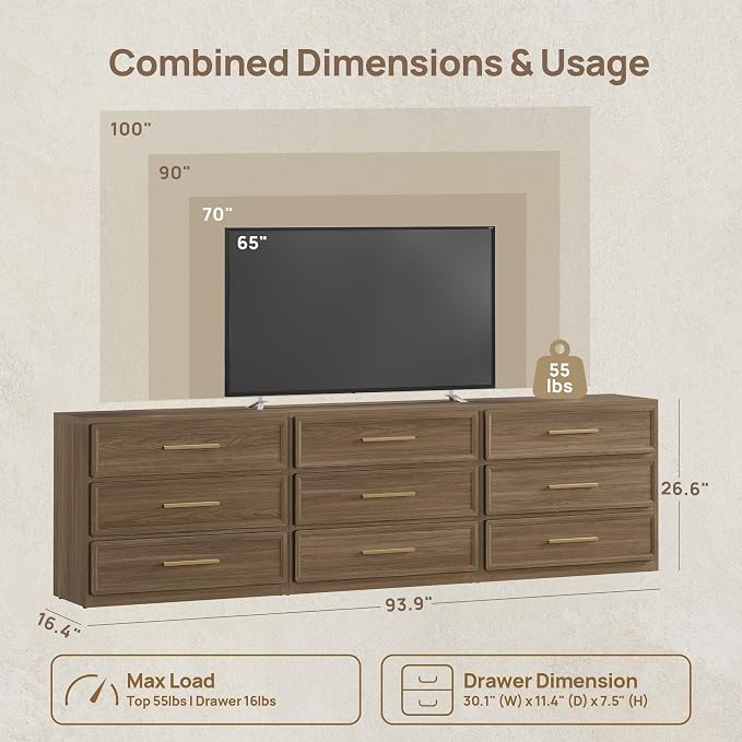 SICOTAS Oversized Nightstands Set of 3 - Image 2
